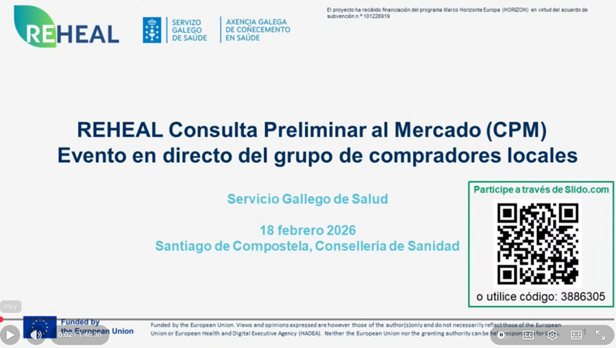 Visor Evento en diferido acto presentación CPM Consellería de Sanidade